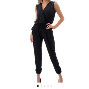 Ariella Black Surplice Jogger Leg Jumpsuit